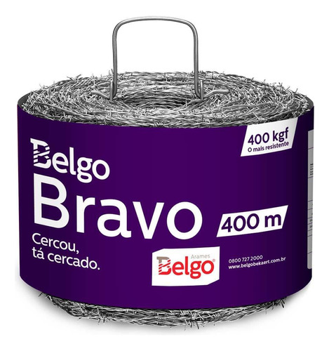 Arame Farpado Belgo Bravo 400m - 400 Kgf Zincado