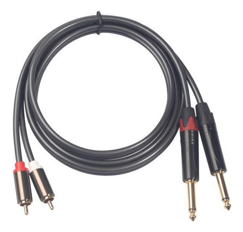 Conector Macho De 2 X 1/4 De 2 X 6,35 Mm A Doble Rca Macho P