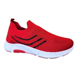 Zapatillas Hombre Urbanas Ecónomicas Sin Cordon Rojo - 7170