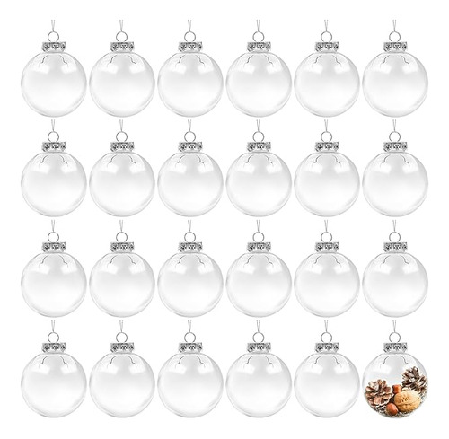 24 Bolas De Adorno De Plastico Transparente De Navidad Bolas