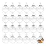 24 Bolas De Adorno De Plastico Transparente De Navidad Bolas