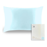 Funda Almohada Seda Morera 25 Momme Azul Claro Queen