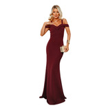 Vestido Festa Barato Longo Marsala Rose Crepe Formatura Novo