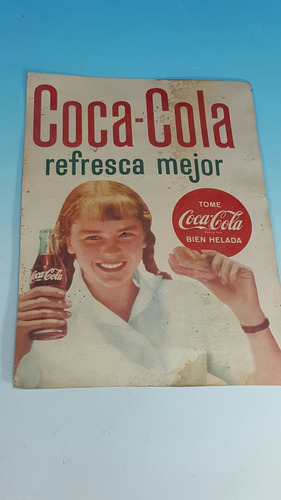 Antiguo Cartel De Coca Cola Publicidad Original 1960