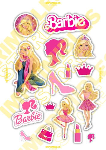 Stickers Toppers Individuales Imprimibles Barbie