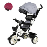 Triciclo Bicicleta Carriola Paseo Bebes 2-6 Años Asiento 360 Color Gris