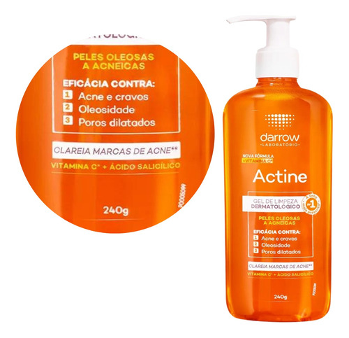 Actine Sabonete Liquido Facial 240ml Vitamina C Darrow