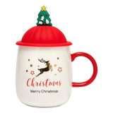 Taza Festiva De Papá Noel Con Reno Y Árbol De Navidad Con Cu