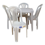 Conjunto Mesa E 4 Cadeiras Bistro Antares Branco Kit 05 Jogo