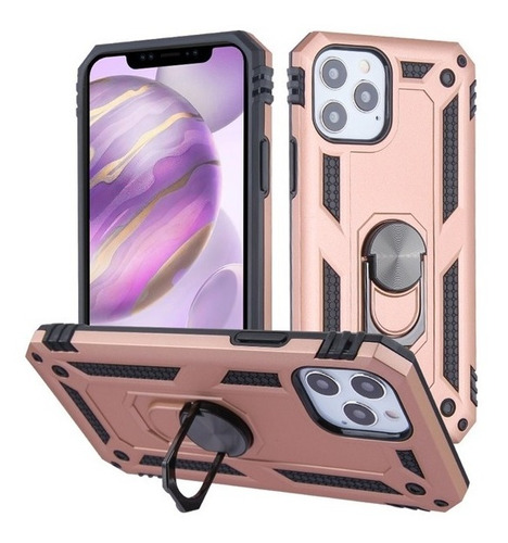 Funda Para iPhone 12 Pro Max (6.7) Diseño Hibridoanillo Rosa