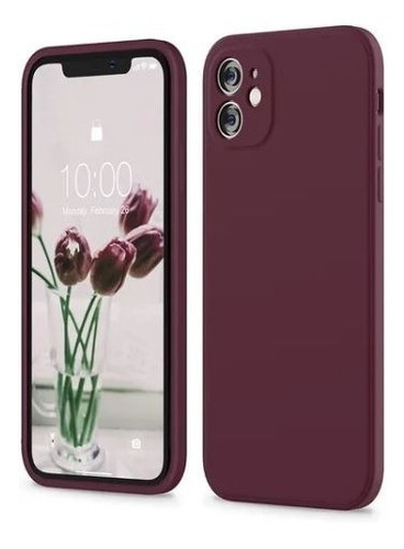 Carcasa Full Silicona Cubre Cámaras Para iPhone 11  (2 Cámaras) - Color Vino