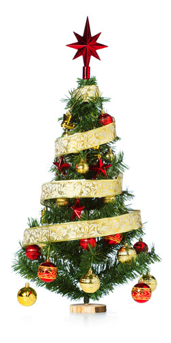 Arbol De Navidad 80cm Con Adornos 30 Piezas Rojo Oro