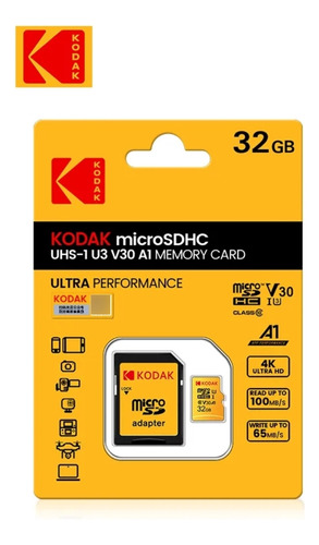 Tarjeta De Memoria Micro Sd 32 Gb / U3 Clase 10/ Kodak 