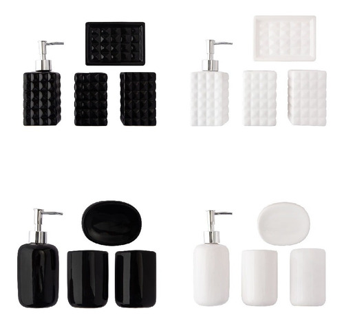 Kit Banheiro Lavabo Conjunto Porta Sabonete Líquido Escova