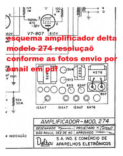 Esquema Amplificador A Valvula Delta Modelo 274   Via Email