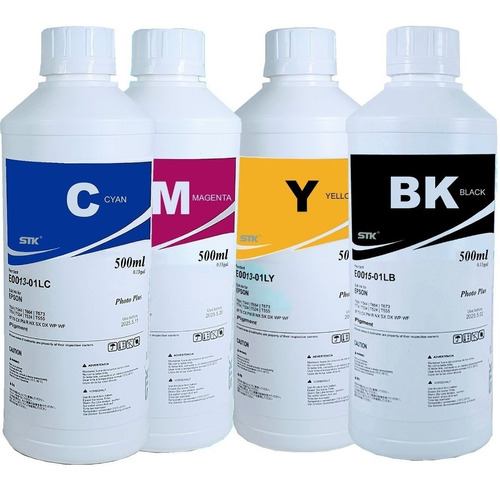 4 X 500ml Tinta Pigmentada Para Impressora Epson L455 E0015