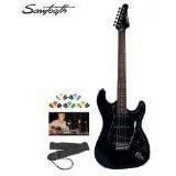 Sawtooth Guitarra Eléctrica Negra Con Golpeador Negro - Incl