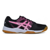 Zapatilla Asics Mujer Gel Rebound Negra Con Fucsia