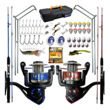 Kit De Pesca Duplo Vara 1,80mt 25lb Fatal 4000 E Acessorios