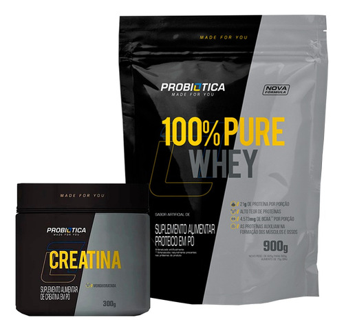 Creatina 300g + Whey 100% Concentrado - Combo Probiotica