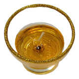 Vela Aromatica Mini Vaso C/ Castiçal Vidro C/ Glitter Am