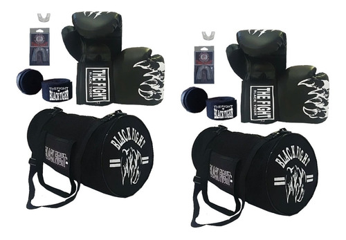 Muaythai.2 Pares De Luva +2bolsa +2pares De Bandagem+2 Bucal