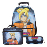 Kit Mochila Infantil Menino Rodinha Boruto Lancheira Toys 2u