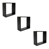 Nicho Preto Quadrado Para Livros Tamanho 40x40x20 Kit 3 Peça