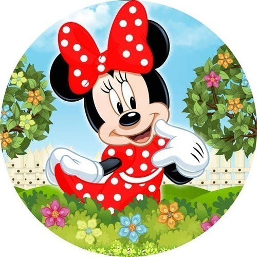 Painel Minnie Vermelha 1,50 X 1,50 C/elástico Redondo Tecido