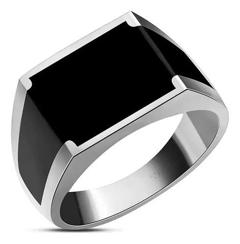Anillo Plata 925 Ley Minimalista Moderno Cuadrado Caballero