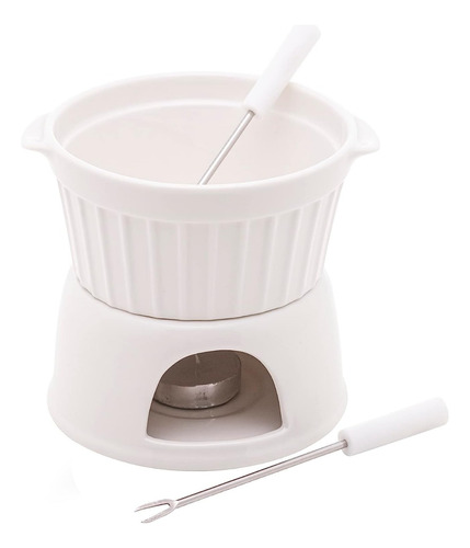 Aparelho De Fondue Porcelana Branco Lyor 4 Peças 400 Ml