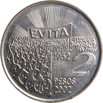 Argentina 2 Pesos 2002 Evita 40° Aniversario - Sin Circular | MercadoLibre