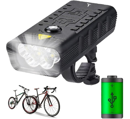 Farol Bike 5 Led T6 Alumínio Power Bank 10.000mah Usb Lorben