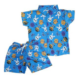 Roupa Mauricinho Shorts Camisa Personagens Menino Infantil