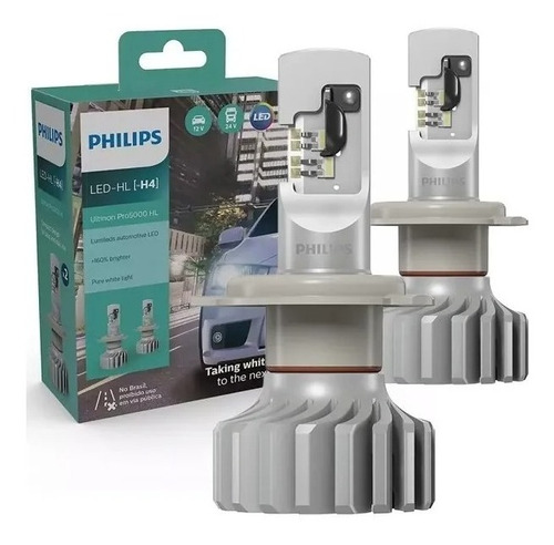 Par Lâmpada Philips H4 E H8 Led Fog Ultinon 6200k Original