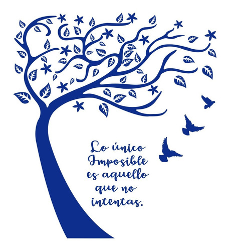 Vinilo Decorativo De Arbol Frase Lo Unico Imposible 58x85cm