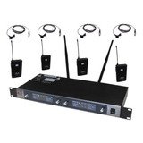 Set 4 Microfono Corbatero Inalambricos Uhf Estuche Rack Gbr