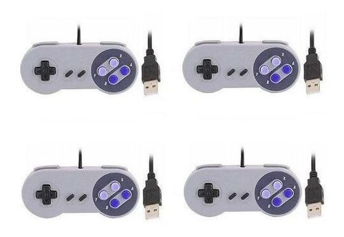 Kit 4 Controles Usb Super Nint Snes Joystick Wind