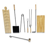 Set Parrilla 8 Unidades Tablas Cepillo Pala Atizador Asador