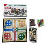 Juego De Mesa Magnetico 3 En 1 Ludo Damas Ajedrez 24cms