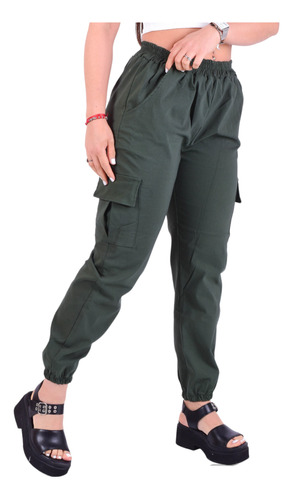 Pantalón Jogger Babucha Cargo Bengalina Elastizada Mujer 