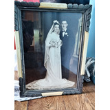 Antiguo Marco En Madera Con Foto Matrimonio No Envíos. M