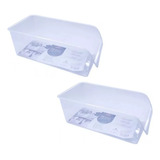 Kit 2 Cestos Organizadores Multiuso De Plástico Clink Cor Transparente/branco