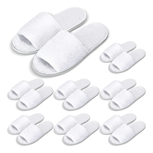 8 Pares De Zapatillas Desechables Blancas De Spa De Terciope