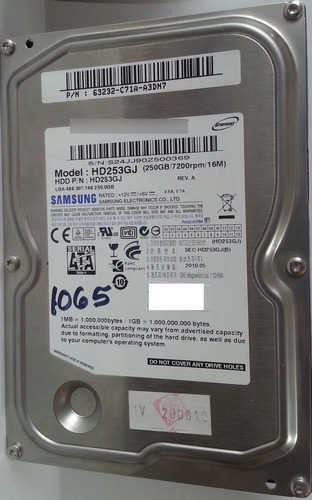 Disco Samsung Hd253gj 250gb 3.5 Sata - 1065 Recuperodatos