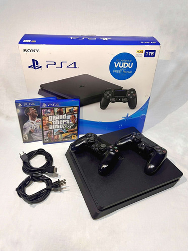 Sony Playstation 4 Slim 1tb 2 Controles- Color Negro
