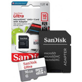 Cartão De Memória Sandisk Micro Sd 16gb Com Adaptador