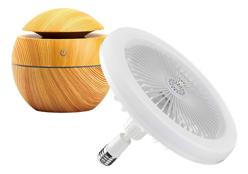 Kit Lâmpada De Teto Com Ventilador 360º + Difusor De Aromas