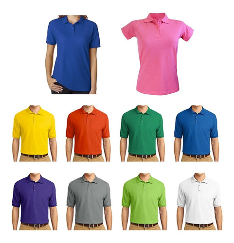 Camiseta Tipo Polo En Color Para Mujer Y Hombre - Bordamos