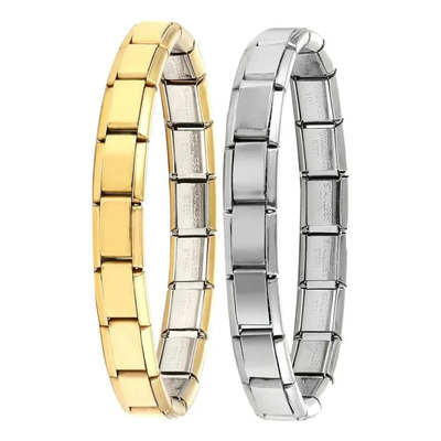 Juego De Pulsera Italiana, 2 Brazaletes Dorado Y Plateado, \